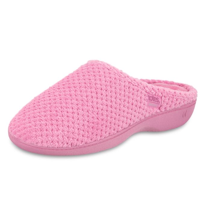 Isotoner® Ladies Popcorn Terry Mule Slipper Pink Extra Image 2